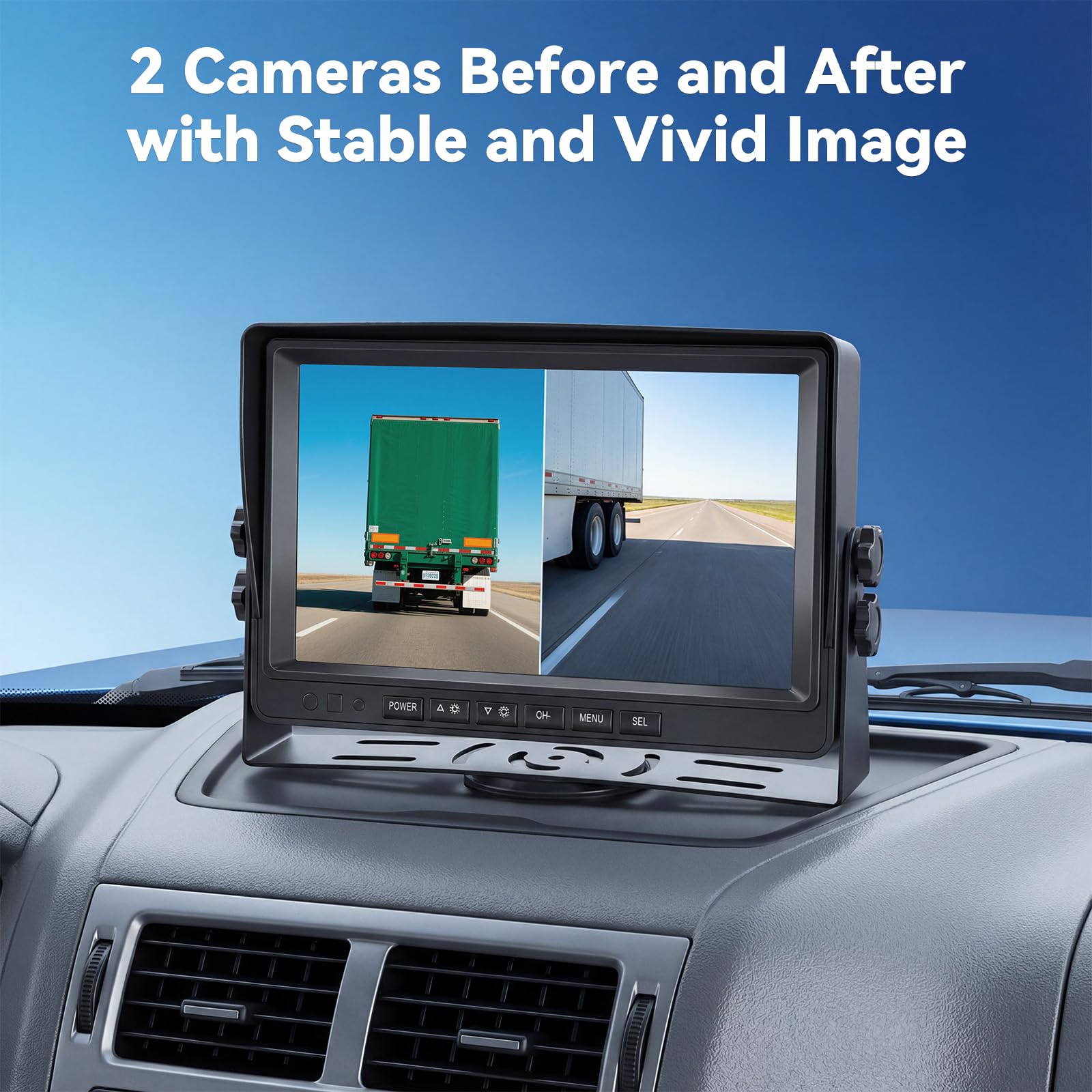 Backup Camera Set con Monitor HD da 9", Visione Notturna a Colori, Impermeabile IP69, 2 Reversing Cameras con Cavo da 10m per Camper/Camion/Autobus/Furgoni/Rimorchi/Pick-up (12-35V)