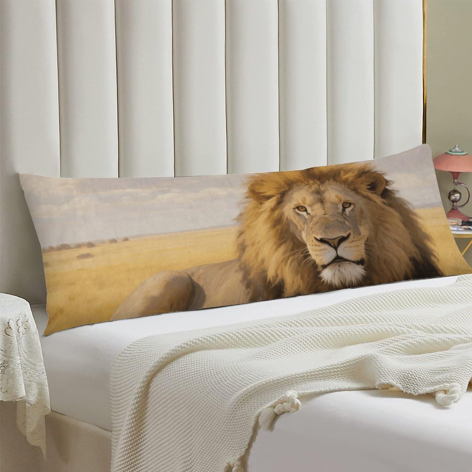Body Pillow Cover 20x54 Long Pillow Case with Invisible Zipper Breathable Microfiber Lion Sheep Pillowcase Soft Cozy Protector for Bedroom Couch Sofa Bed Home Decor All Seasons