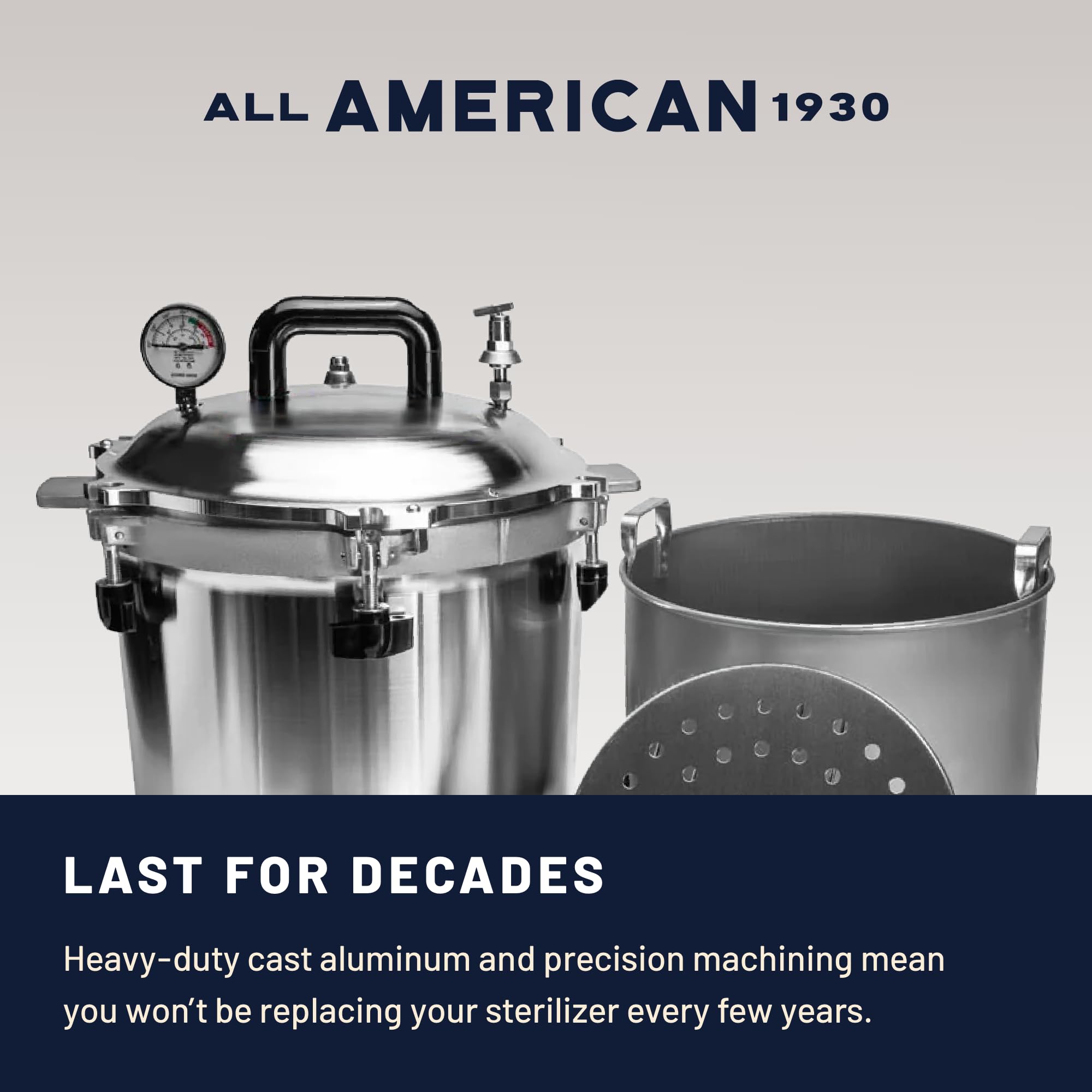 All American 1930 1925X Sterilizer - 25 qt - Non-Electric Sterilizer - Suitable for Any Heat Source - Includes Rack - Made in the USA product thumbnail 8
