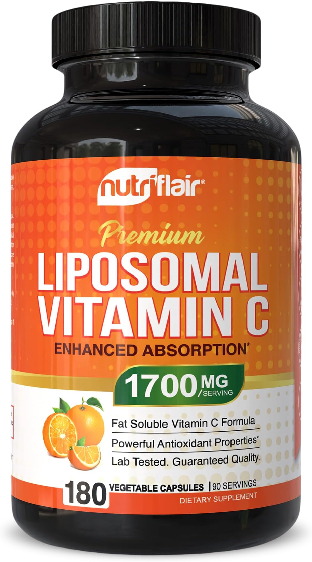 NutriFlair Liposomal Vitamin C (1700mg,180 Capsules) Non-GMO, Vegan Pills
