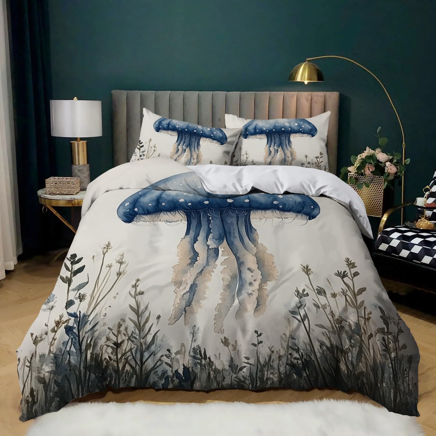 Housse de couette 90x190 cm hypoallergénique méduse contre le froid et les allergies