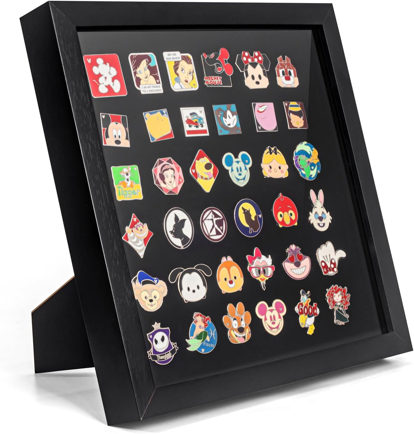 tutata Enamel Pin Display Frame, 11x11 Shadow Box for Wall and Tabletop Display, Pin Collection Display, Pin Holder, Black