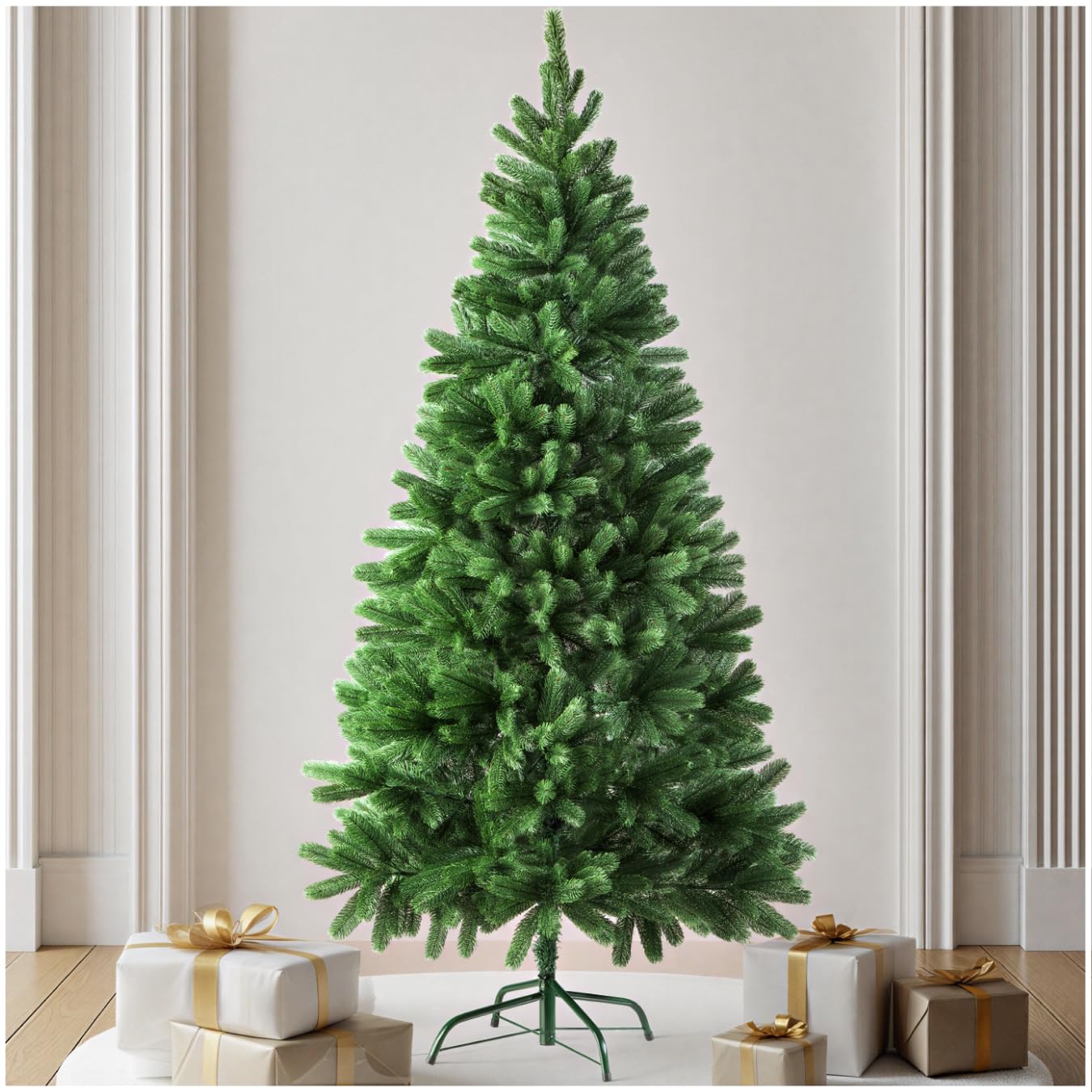 tectake® Árbol de Navidad Artificial con Soporte Metálico Plegable y Topes, Abeto Navidad con Ramas Flexibles para Adornos Navidad, Frondoso, Fácil Montaje y Almacenamiento, 180cm. y 742 Ramas, Verde