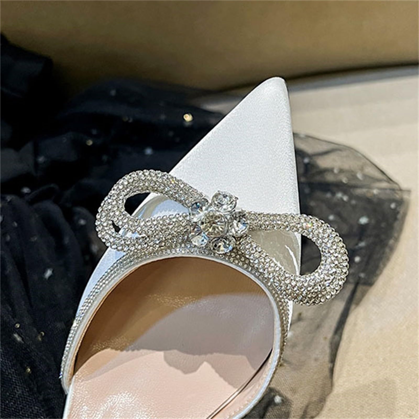 Scarpe estive da donna, eleganti, per matrimonio, con punta a spillo | Slingback, scarpe da sposa con strass, comode scarpe con tacco alto, in pelle, con glitter, scarpe da sera per matrimoni e