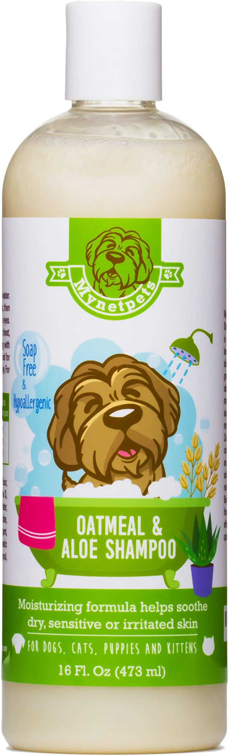 Mynetpets Oatmeal Dog Shampoo with Aloe - Dog Shampoo & Puppy Shampoo - Soap Free, Hypoallergenic Luxury Medicated Formula Moisturizes & Soothes Itchy Skin