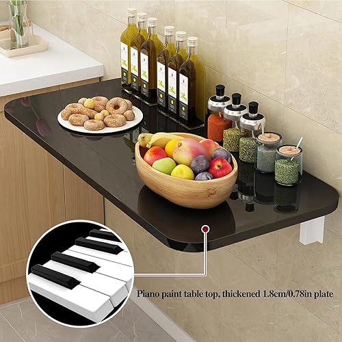 Miniatura 38 de Mesa plegable y versátil para montaje en pared, ahorra espacio, para cocinas, lavanderías, bares en casa y establecimientos gastronómicos, blanco