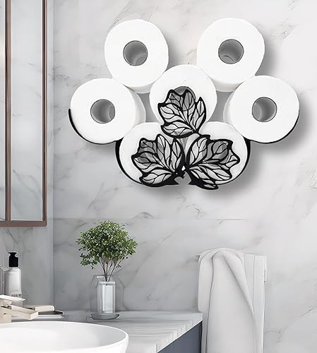 Soporte de papel higiénico de hojas, divertido soporte de pared de animales para 8 rollos adicionales, escultura de arte de pared de metal,