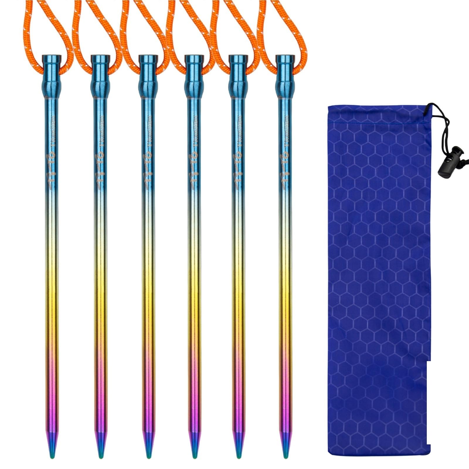 Piquetas Camping 6PcsTent Pegs Outdoor Camping Accessories Anti-Bending Lightweight Alloy Stakes Nail(Colorful)