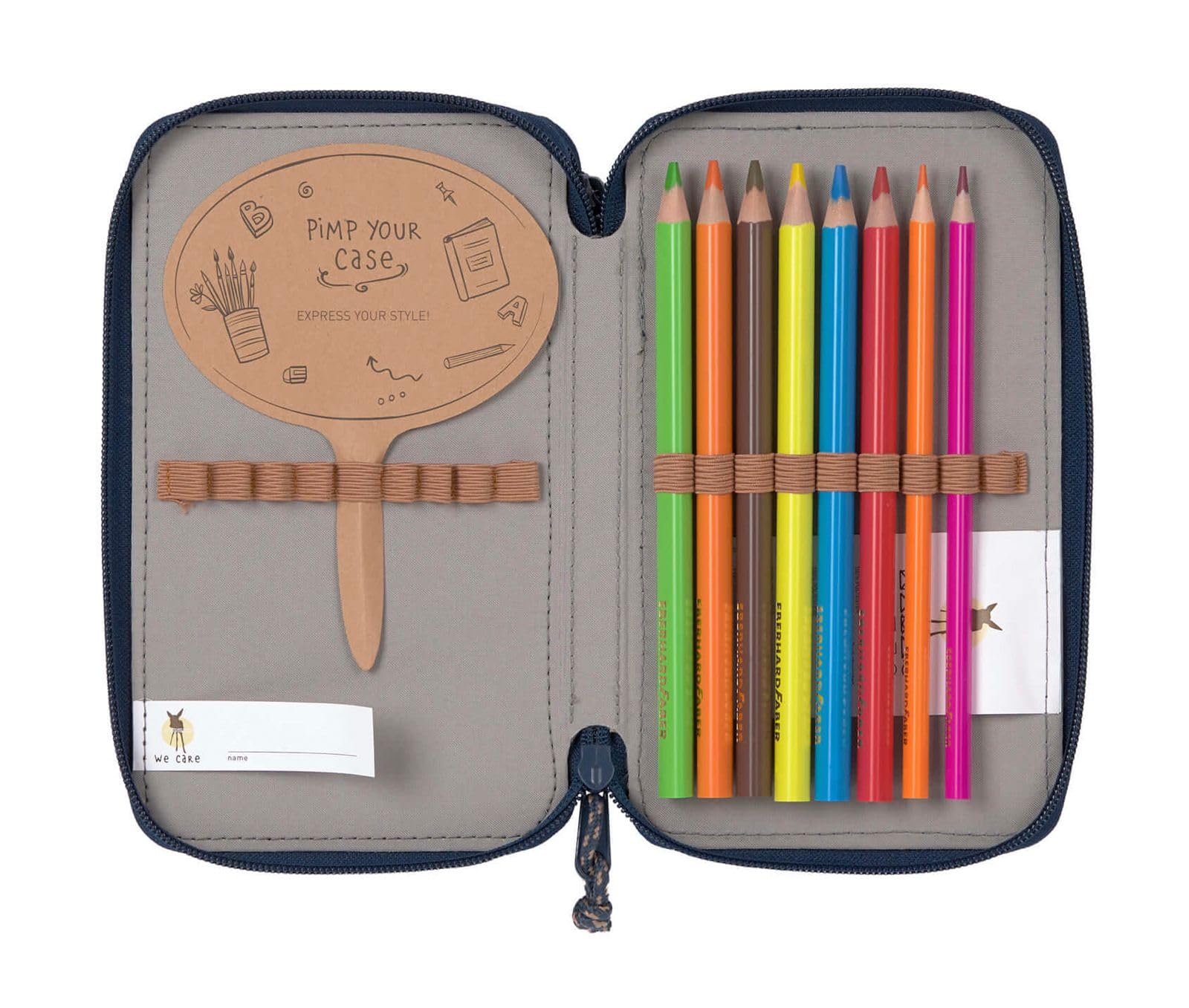 LÄSSIG School Triple Pencil Case Unique Navy 20-teilig