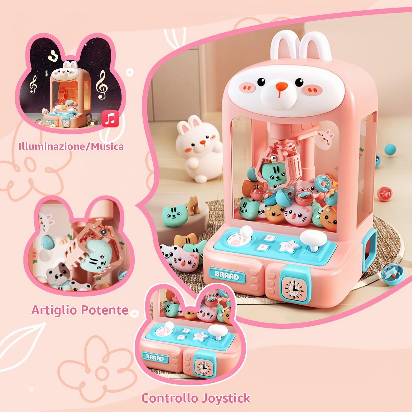 Candy Grabber Claw Macchina Per Bambini Piccola Macchina Per Afferrare Caramelle Distributore Di Dolciumi Gioco Di Presa, Regalo Festivo Per Feste Di Compleanno E Natale Delle Bambine
