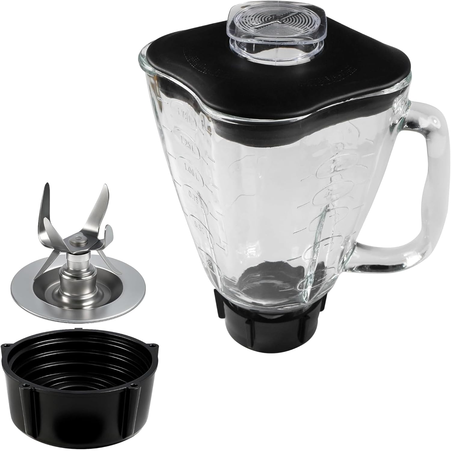 HQRP Glass Jar Set Replacement Compatible with Oster Osterizer Blender, 004954-011-090 014709-156-000 004902-003-NP0 084036000000, 1.75L Pitcher, 0.46 Gallon Capacity