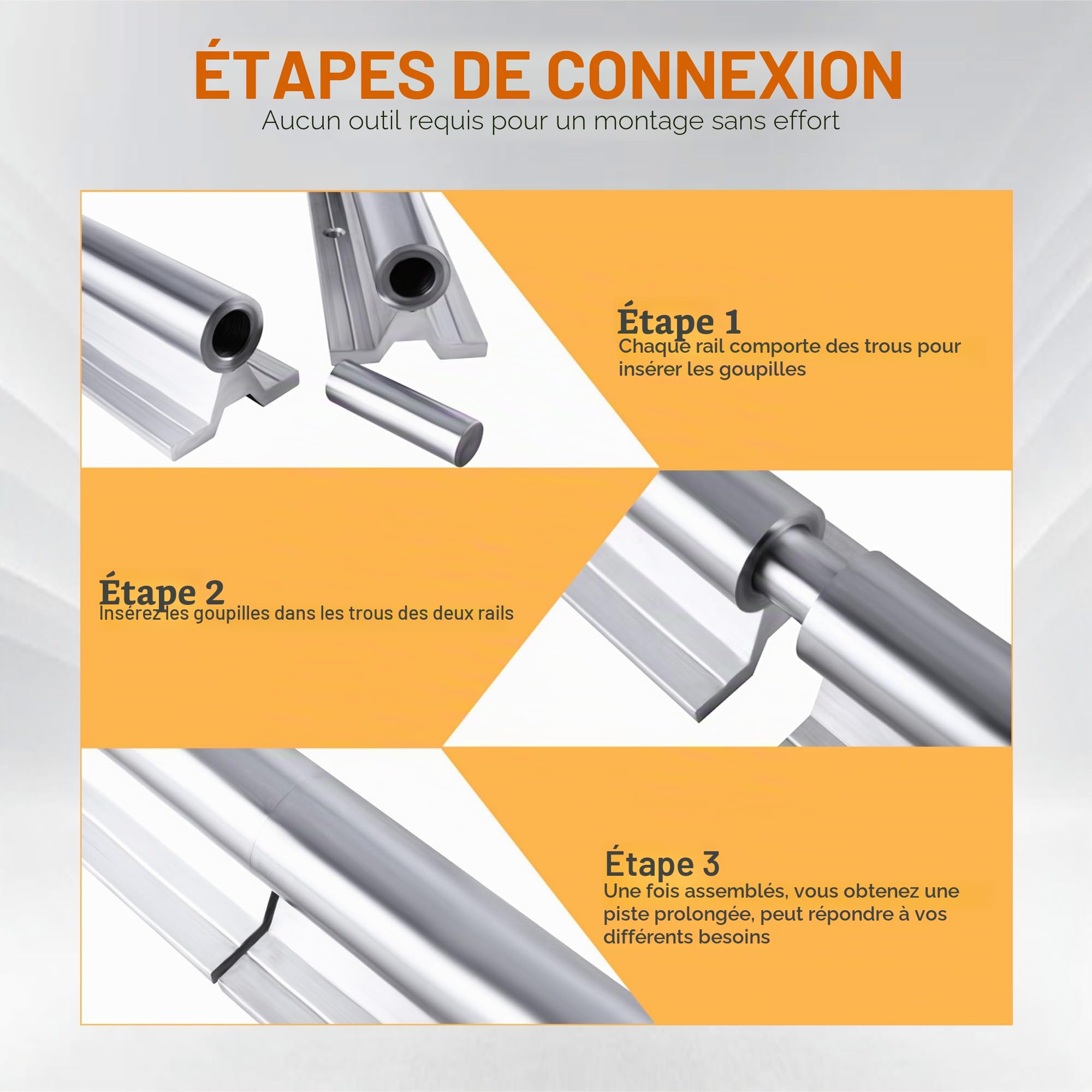 SBR16 - Kit de guidage linéaire - 3000 mm - Contient 4 pièces de rails de guidage linéaires épissés SBR16 de 1500 mm avec 8 pièces de blocs de roulement SBR16UU et 4 pièces de goupilles pour