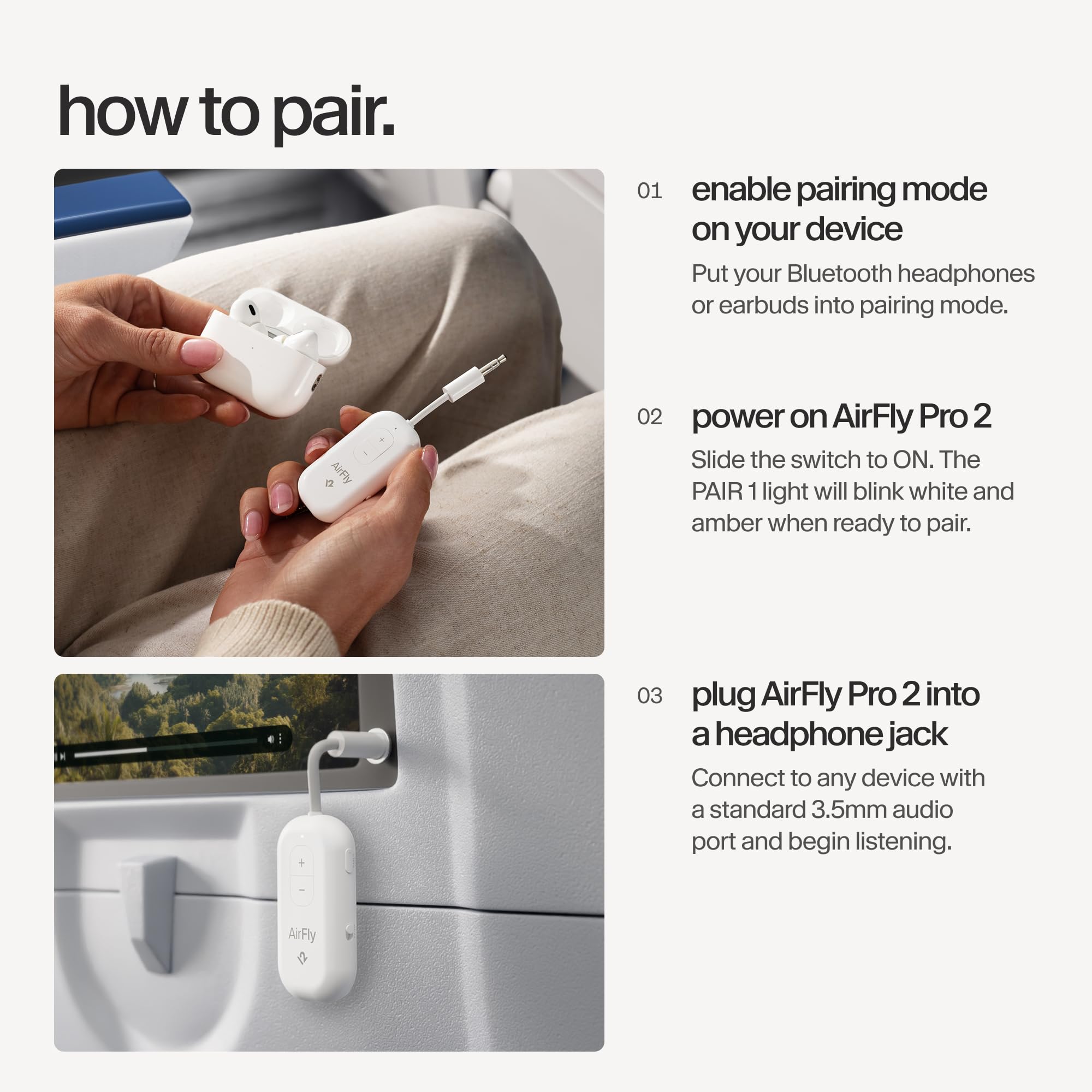 Twelve South AirFly Pro 2 Transmettitore/Ricevitore Bluetooth 5.0 per TV/Aereo a 2 Cuffie Wireless - Adattatore per AirPods, Auto, Palestra, Casa