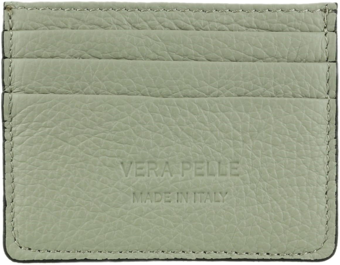 Girly HandBags Genuine Italian Leather Plain Card Holder, Light Grey, One Size