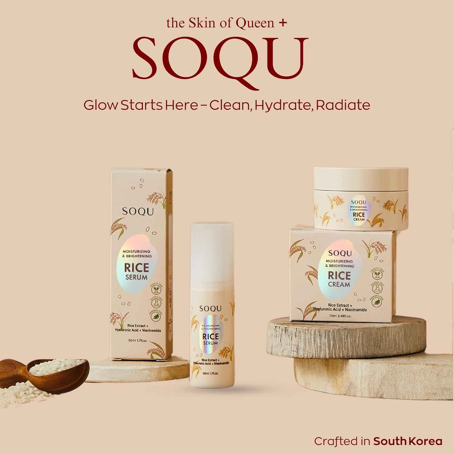 Moisturizing Facial Rice Serum - Hydrating and Brightening Formula with Niacinamide and Hyaluronic Acid for Radiant Skin - 50ml 1.69oz - Made in Korea (50ml / 1.69fl oz, Rice Serum) - Image 5