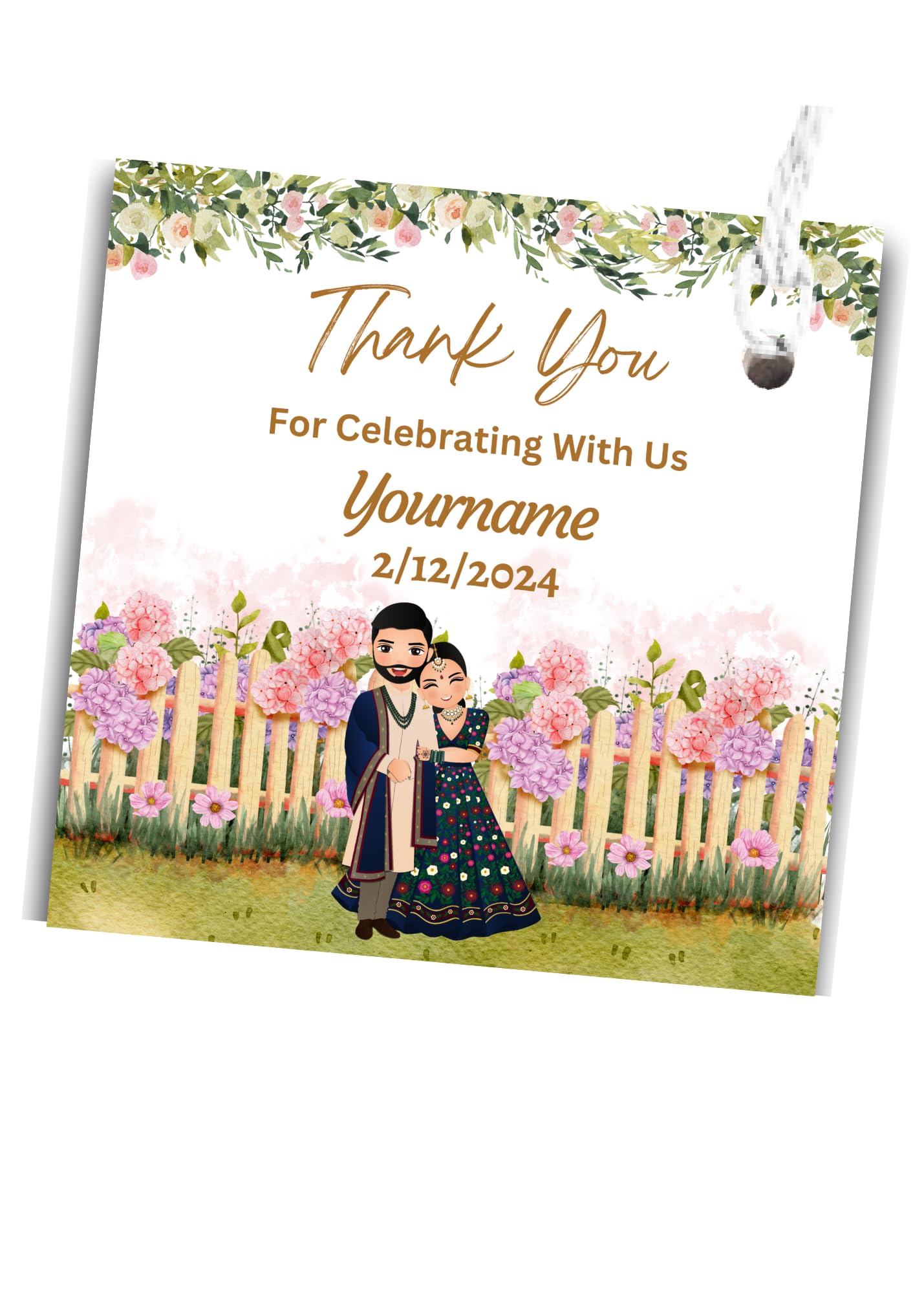 Yellow Nuts Personalize Thank You Wedding Mehendi Sangeet Gift Tags 40 Pcs Lot Anniversary Function Favor Decoration Cards