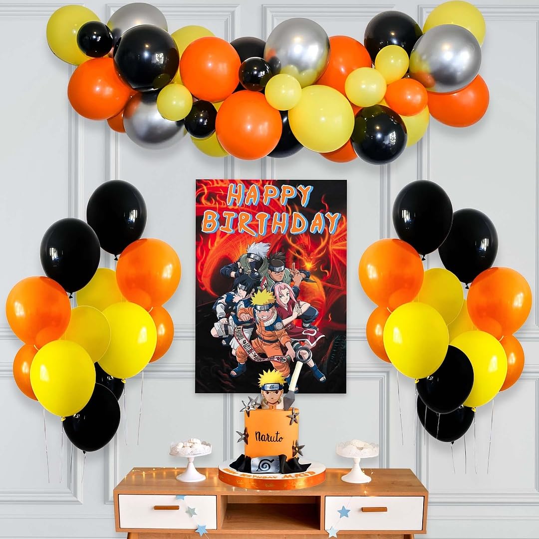 SpecialYou.in Anime Theme Happy Birthday Decoration Kit For Boys With Poster, Anime Theme Birthday Decoration Items For Boy With Metallic Balloons For Decoration - 68 Pcs