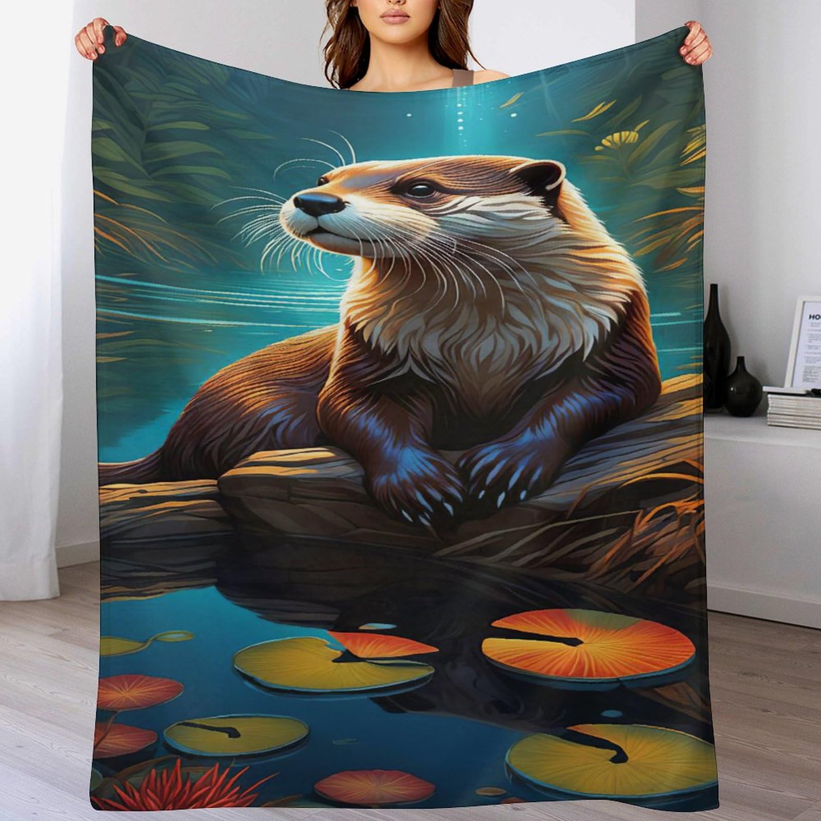Couverture polaire loutre idée cadeau moelleuse toutes saisons