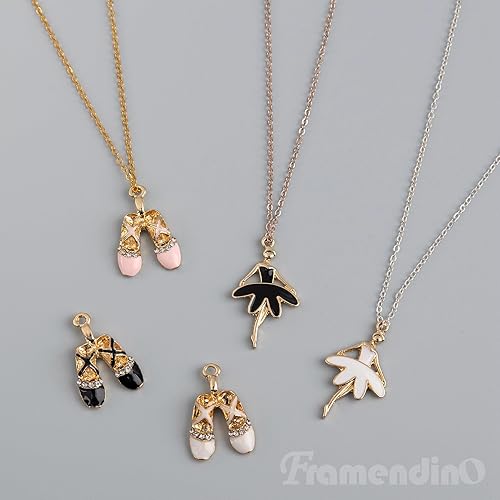 Miniatura 7 de Framendino, Esmalte Ballet Girl Charm Ballet Shoes Colgante Ballet Girl Colgante Ballet Girl Colgante para collar, aretes, pulsera, joyería artesanal