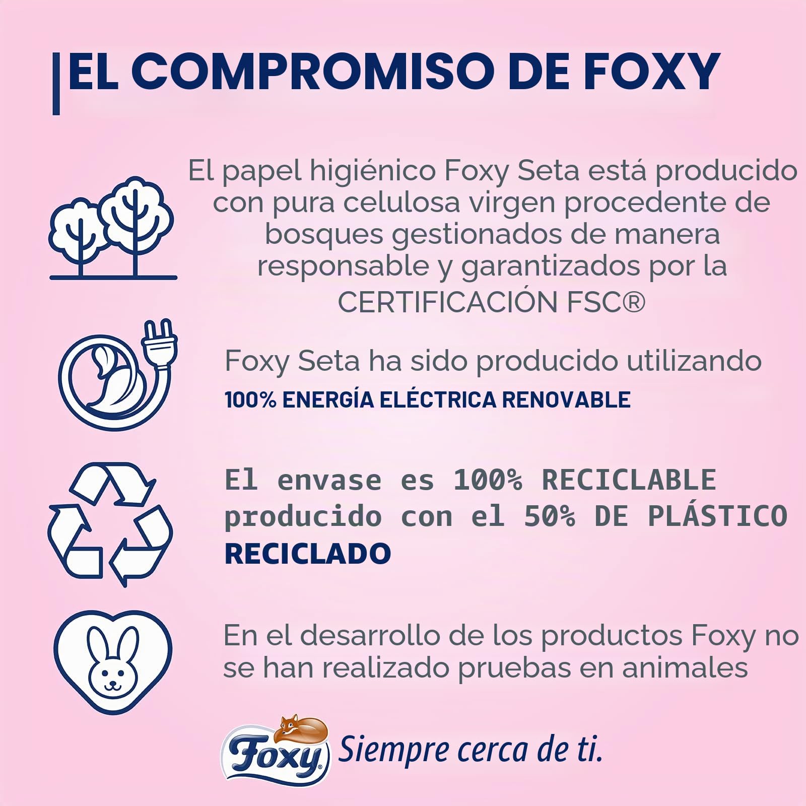 Foxy Seda | Papel higiénico 200 hojas x 48 rollos, 2 capas de alto grosor | Embalaje reciclable fabricado con plástico reciclado