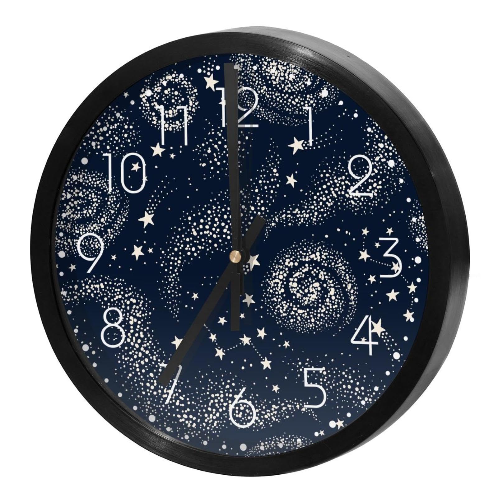 Horloge murale à quartz avec mécanisme à balayage continu motif galaxie