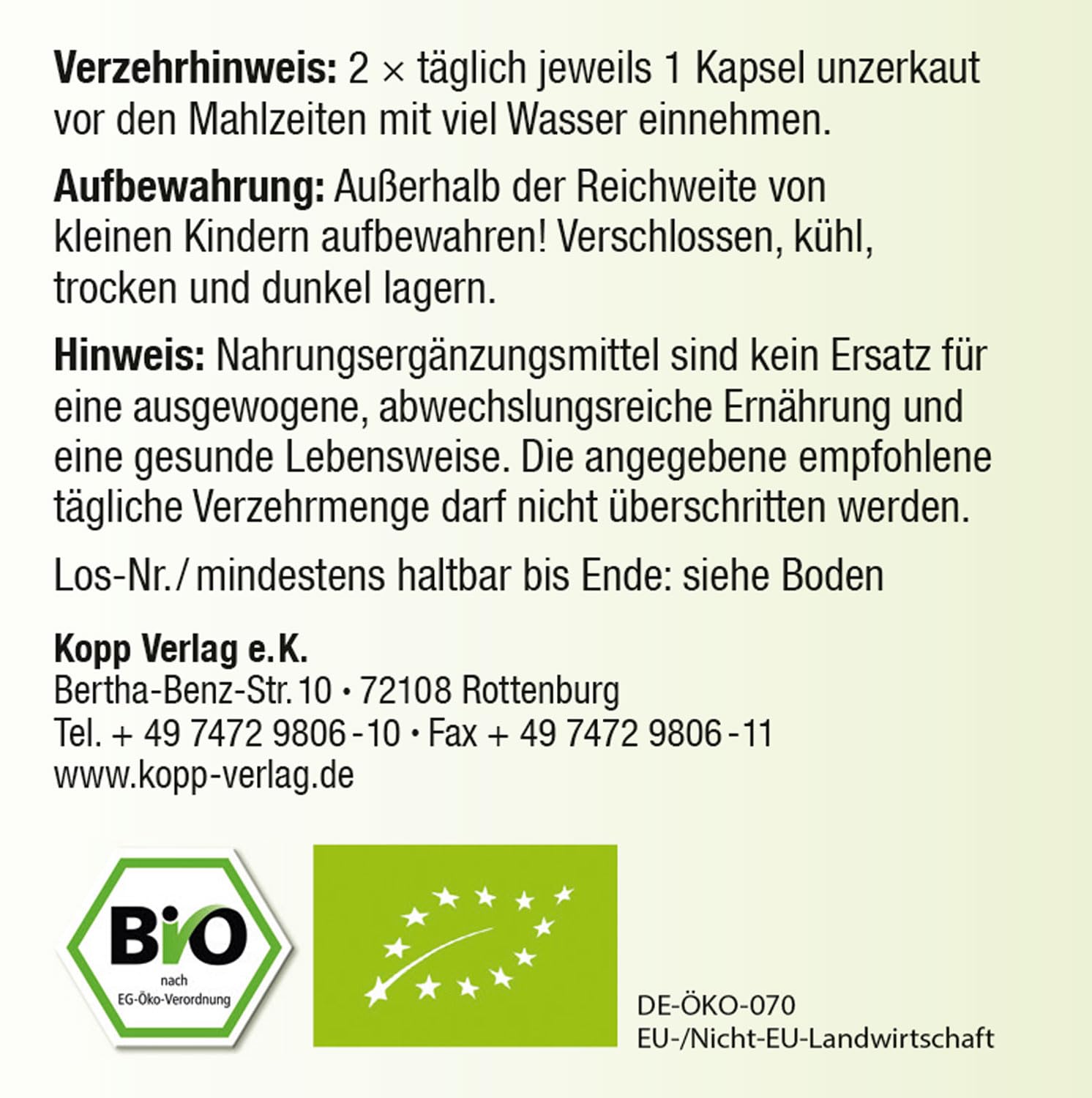 KOPP Vital® Bio-Bambus Silicium Kapseln 51 g, pflanzliche Kapselhülle | 1 x 120 Kapseln, Apothekenqualität, Bio-Qualität, Premium Silicium & Rohstoffe