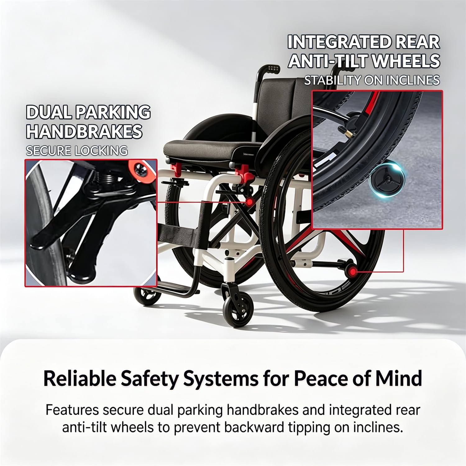 Silla De Ruedas Deportiva Todoterreno Autopropulsada | Silla De Ruedas Manual Ligera De Aleación De Aluminio, Capacidad De Carga 100Kg (220Lb), Asiento De 42cm, Extracción Rápida