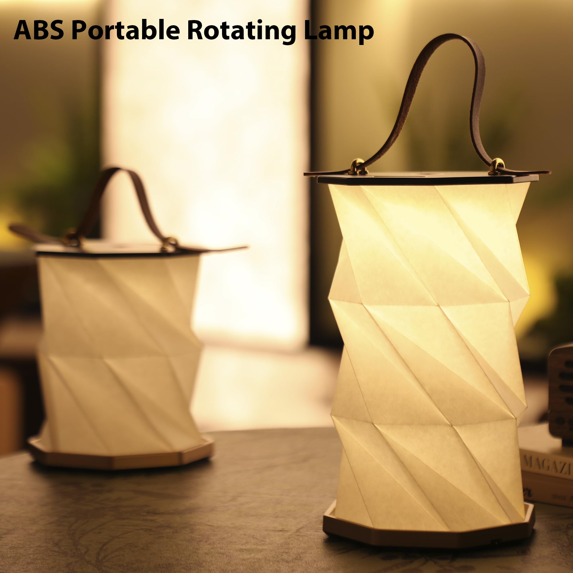 Lampe de bureau pliable rotative – Lampe de poche, lampe de camping, lampe de nuit, lumières LED rechargeables pour chambre à coucher, extérieur, voyage (noir)