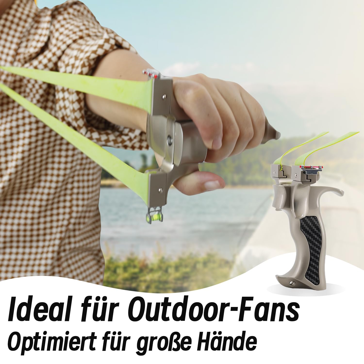 Zwille Steinschleuder Profi für Erwachsene ‎Aluminum Schleuder Zwille mit Stahlkugeln Zielglocke Zubehör Slingshot für Outdoor Sport Katapult
