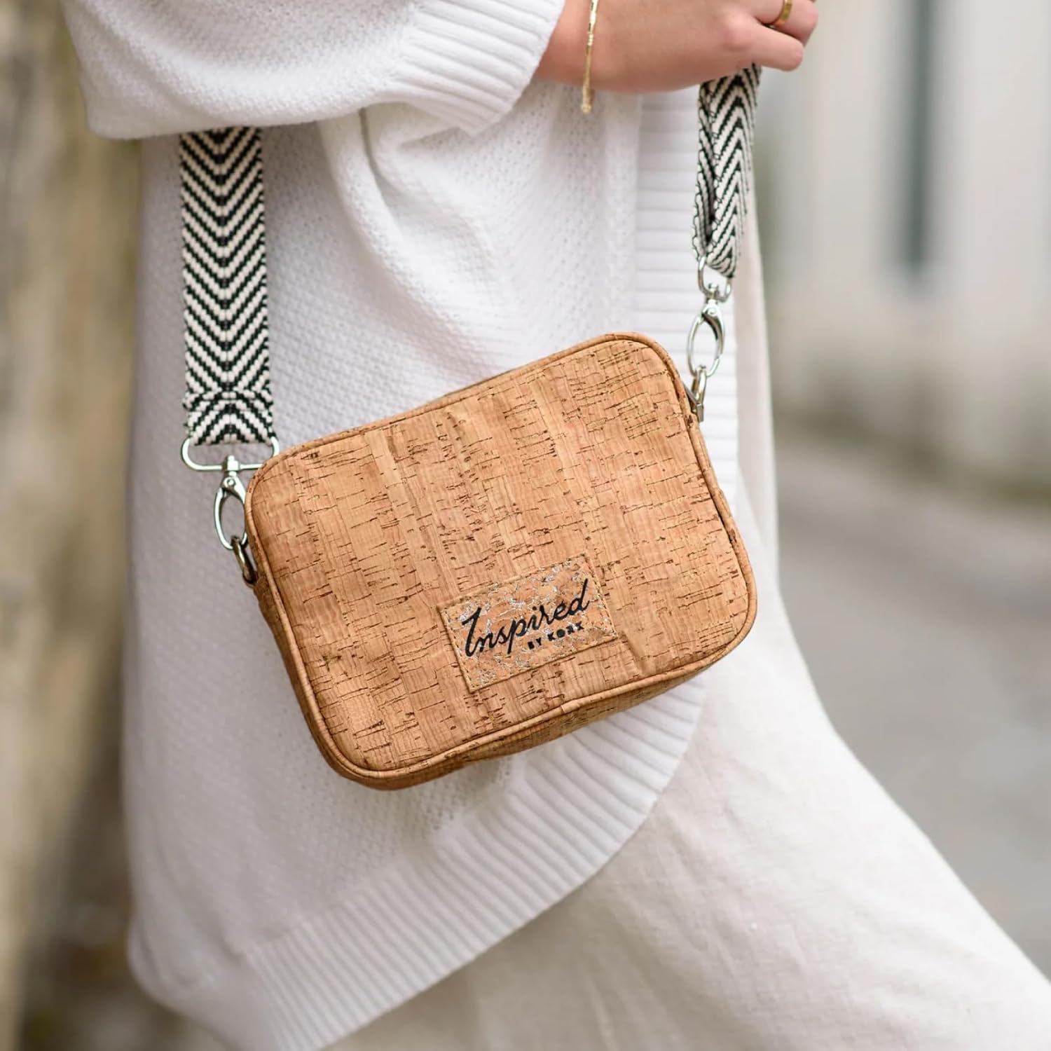Anastasia Cork Small Crossbody Bag – Natural Vegan Purse, Adjustable Strap, Sustainable Handbag for Women