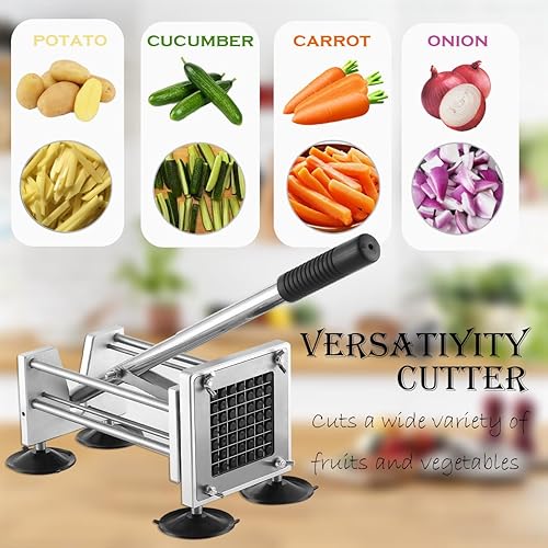 Miniatura 6 de Cortador de papas fritas, cortador manual de patatas con cuchillas de 12 pulgada y 38 pulgadas para cortar papas y verduras
