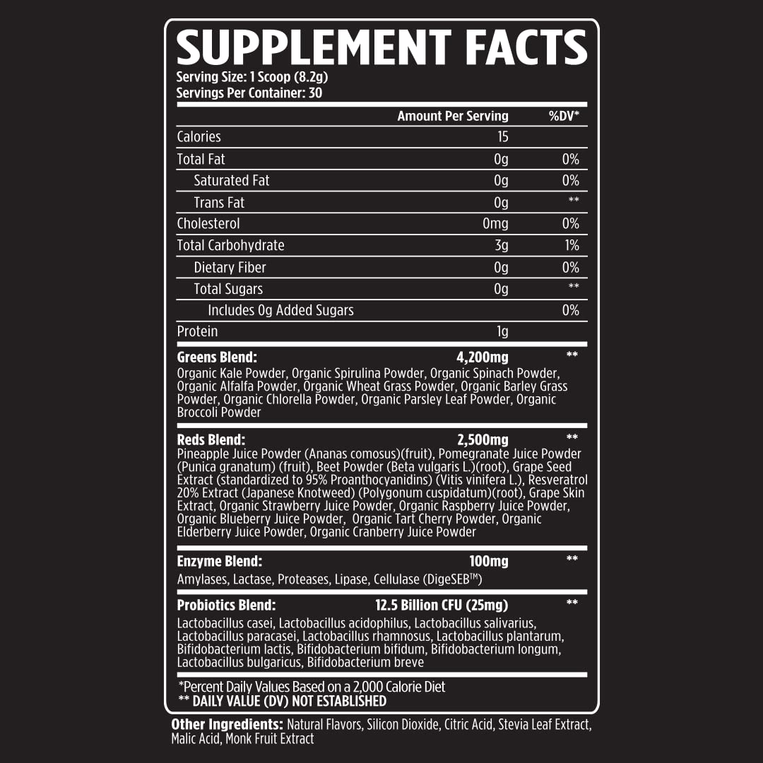 VMI Sports Greens + Reds Advanced Superfood Immunity and Gut Health | Enzymes & Probiotics | 30 Servings (Strawberry Kiwi) — Amazon image 2