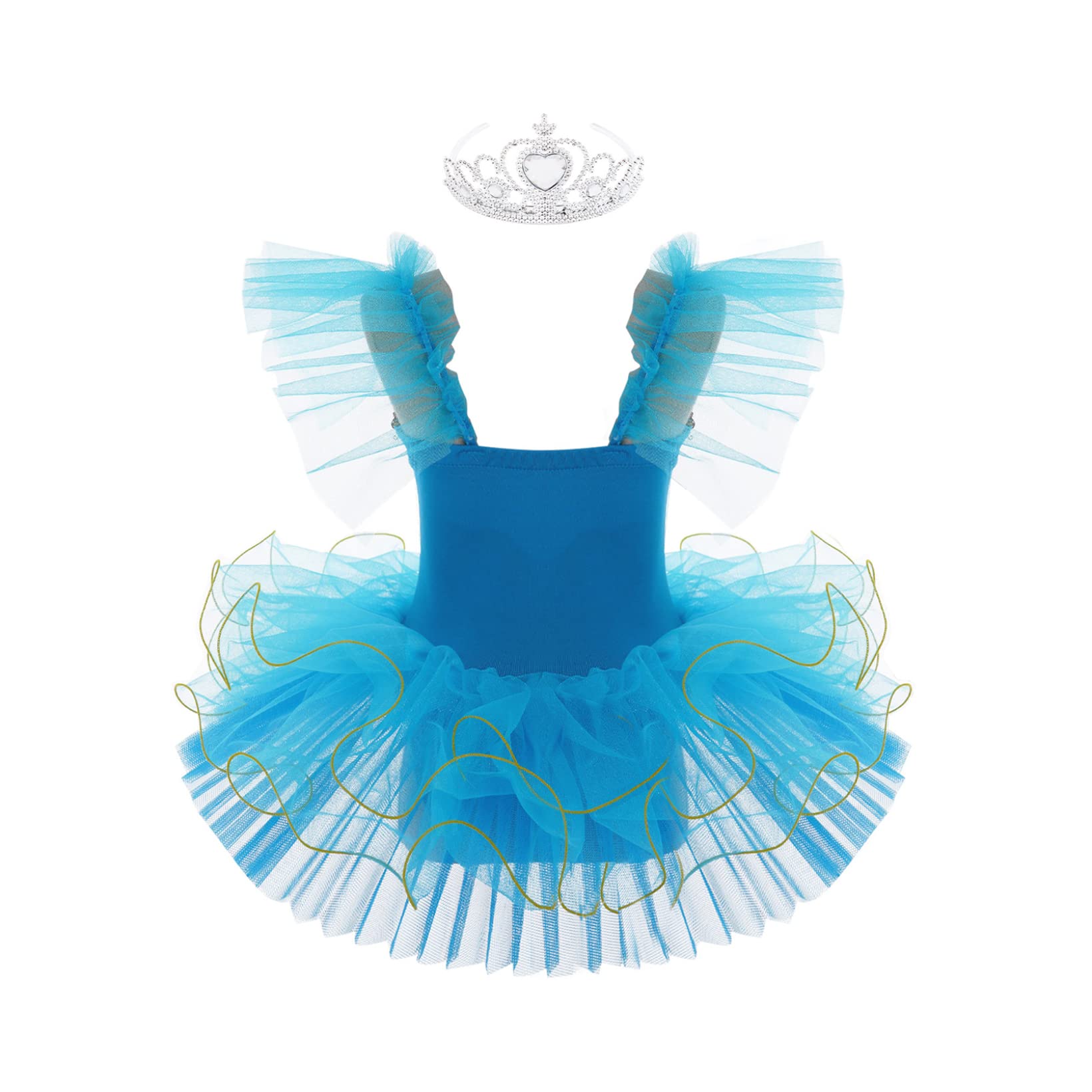 JanJean Kids Girls Swan Lake Ballet Tutu Dress Camisole Skirted Leotard Ballerina Dancewear Performance Dance Costumes Deep Blue 7-8 Years