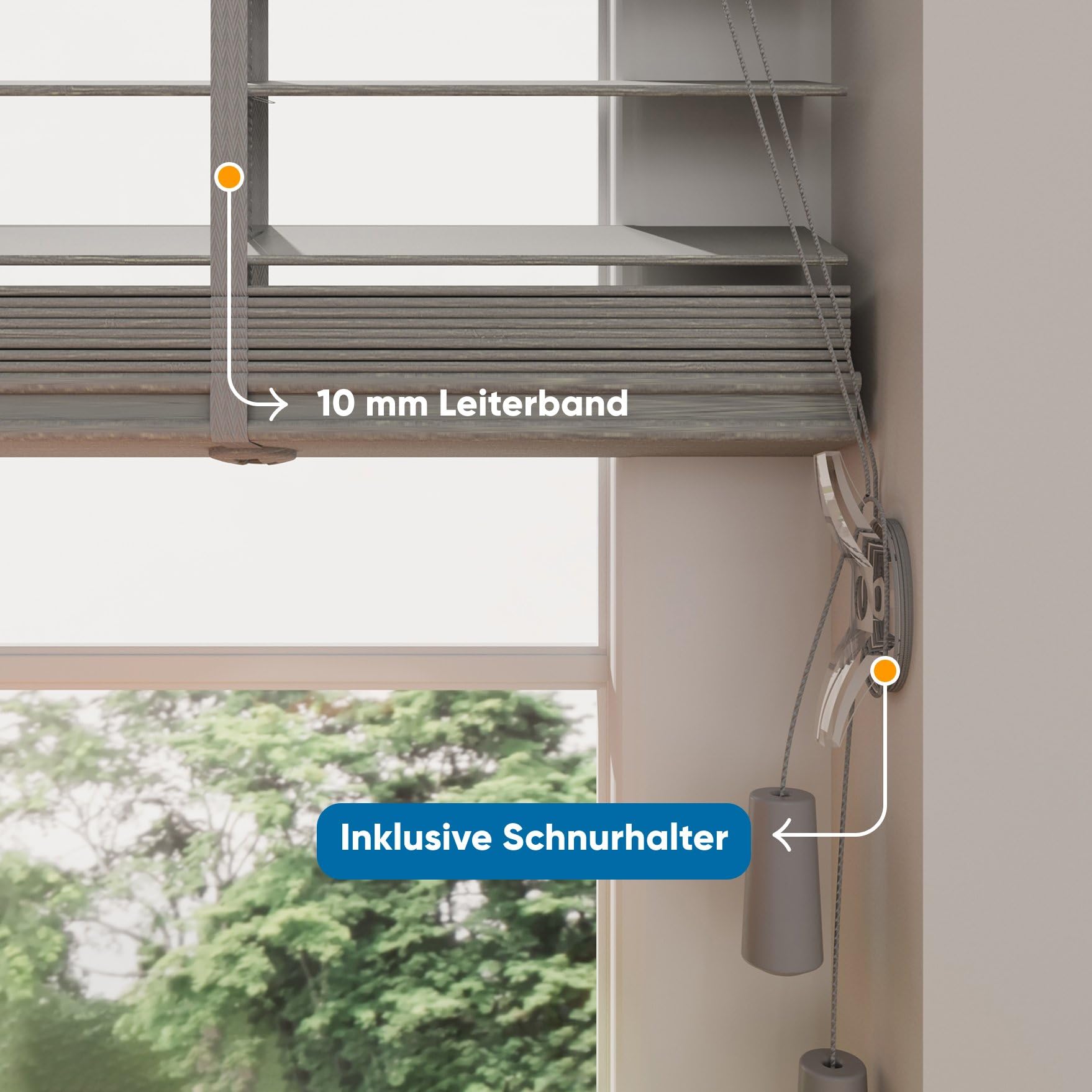 DTCH® Bambus Jalousie innen, hellgrau, 150 x 240 cm