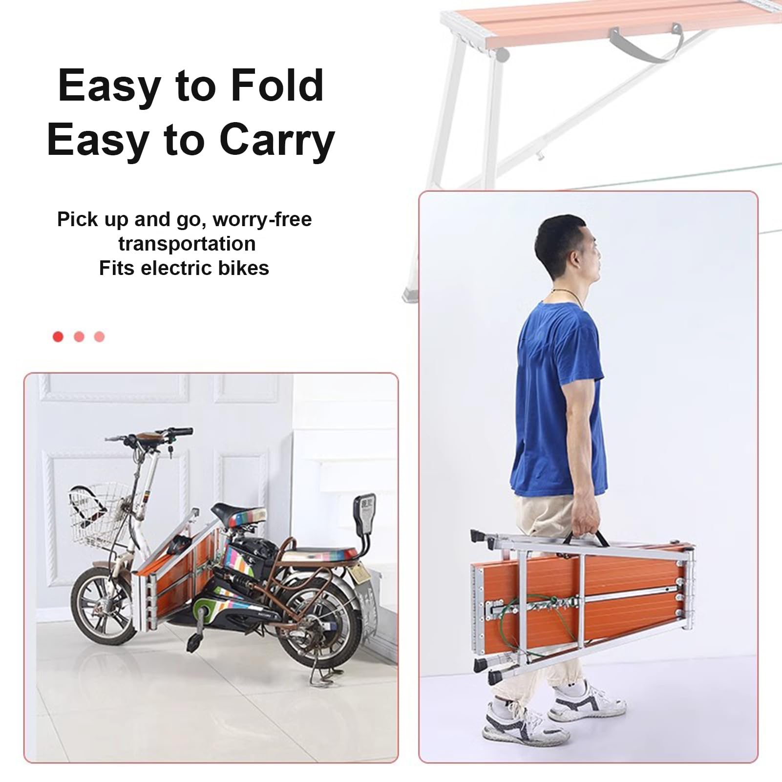 Plataforma de Trabajo de Aluminio, 120 x 27 cm | Altura Ajustable, Escalera de Acero de Aleación Plegable, Andamios para Cocina Baño Camping