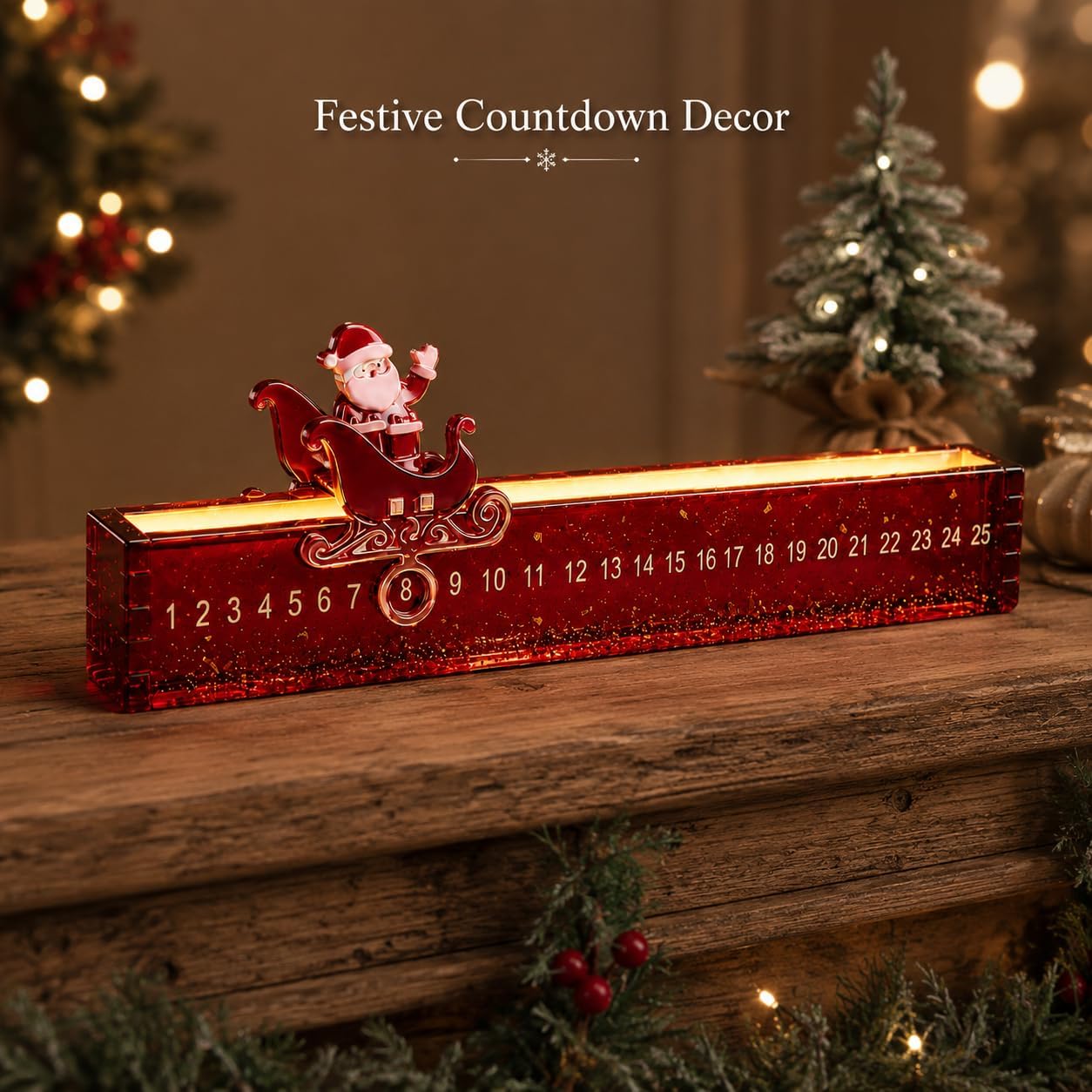Christmas Countdown Resin Mold, 25-Day Santa Sleigh Silicone Calendar Mold
