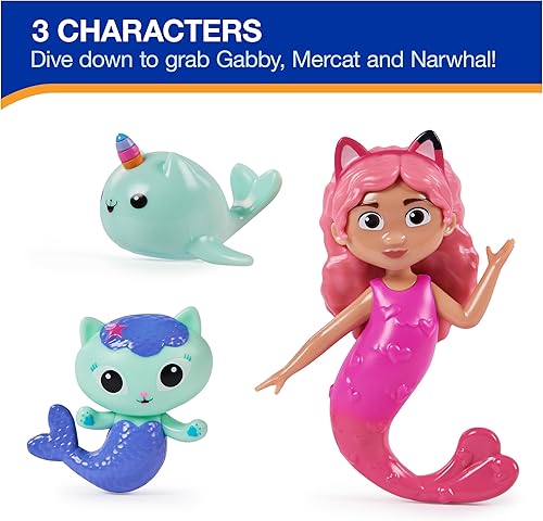 Miniatura 3 de Swimways Gabbys Dollhouse Mercat Swim Huggable, Gabbys Dollhouse Toys, Bath Toys & Beach Toys, Floating Water Stuffed Animal for Kids Aged 1 & Up