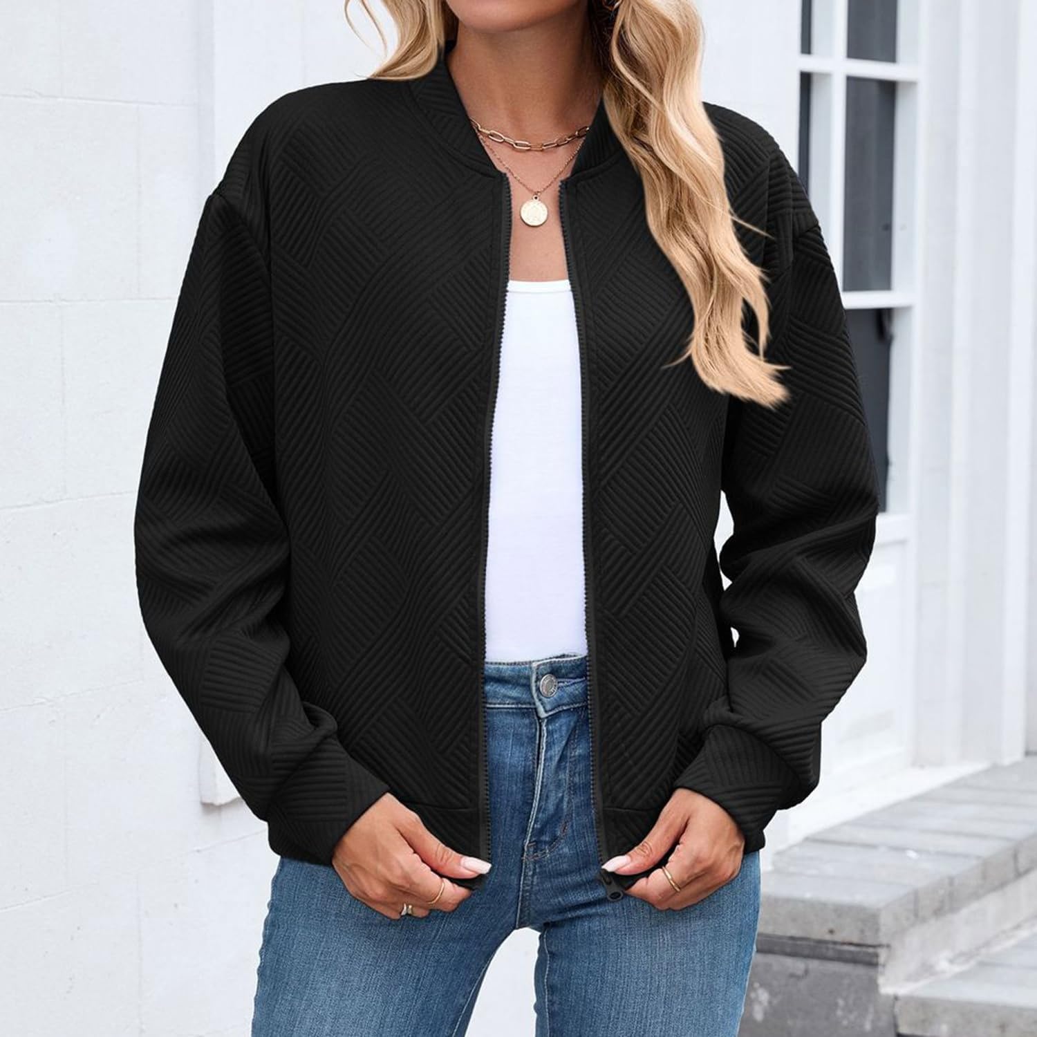 Tomwell Veste Femme Zippé Blouson Décontracté Manches Longues Manteau Léger Sweatjacke