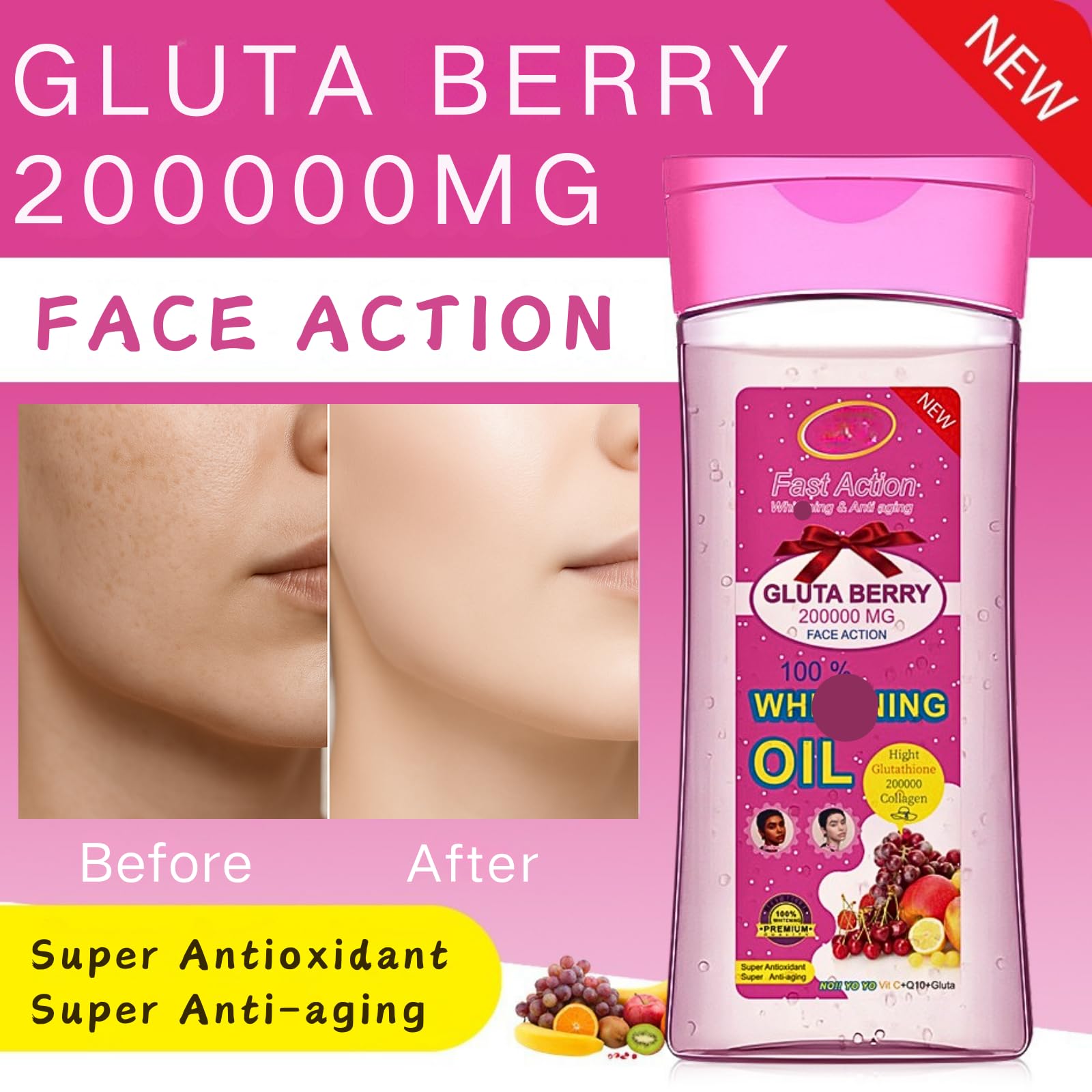 Collagen Lifting&Glutathione Brightening Body Oil,Firming Body Oil,Magic Bo/dy Oil,200000mg Firming Massage Oil for Skin Care,Evens Tone,Reduces Wrinkles-Smoothing Nourishing O/il (200ml) - Image 2