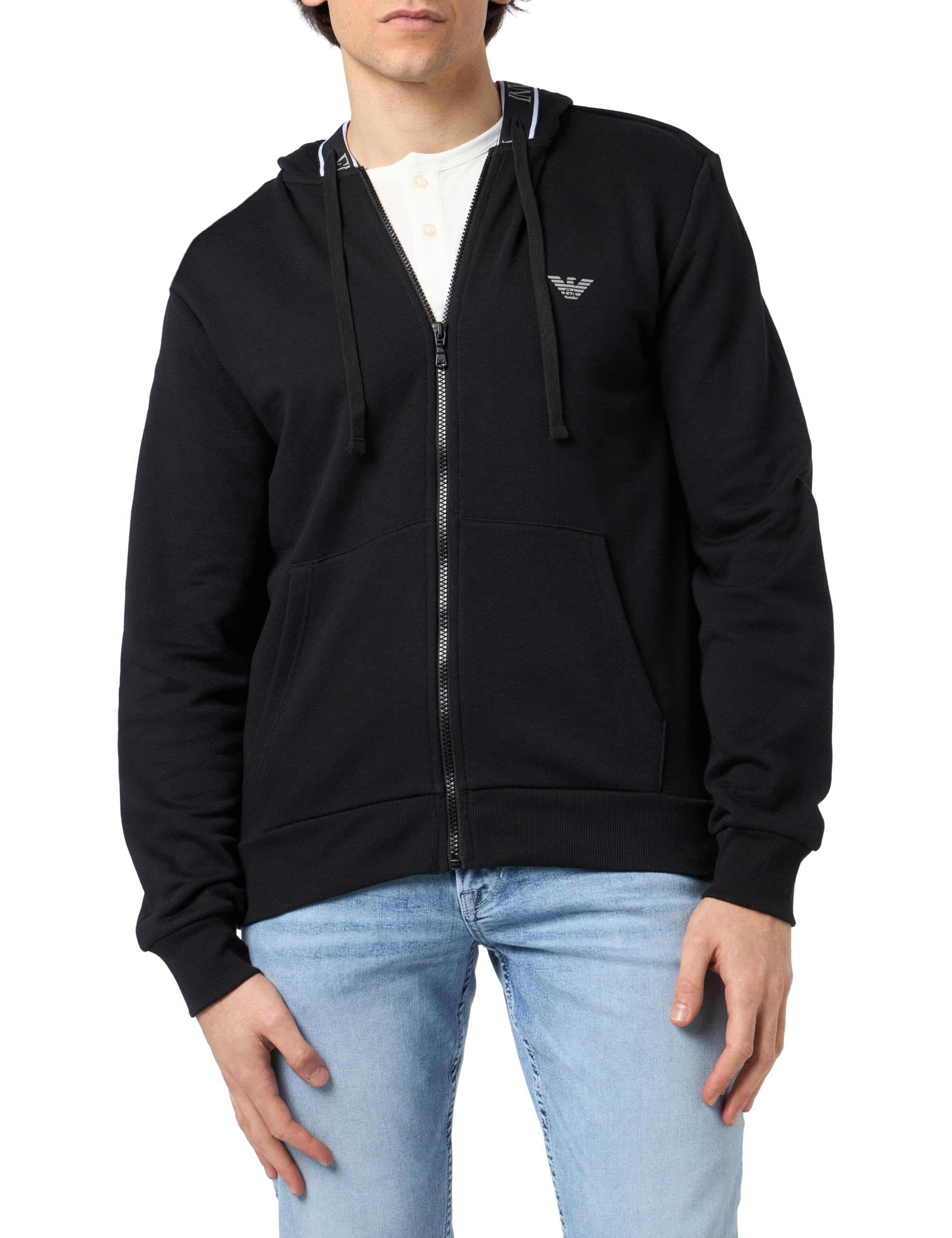 Emporio Armani Men's Iconic Terry Sweater T-Shirt, Black, XL