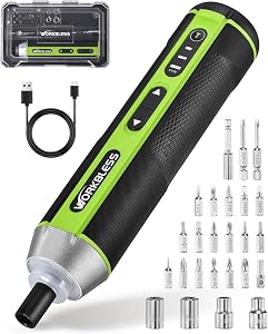 Electric Screwdriver Set, 4V Cordless Screwdriver with 3 Torque Settings, LED Light & USB Rechargeable with 39Pcs Bits Set