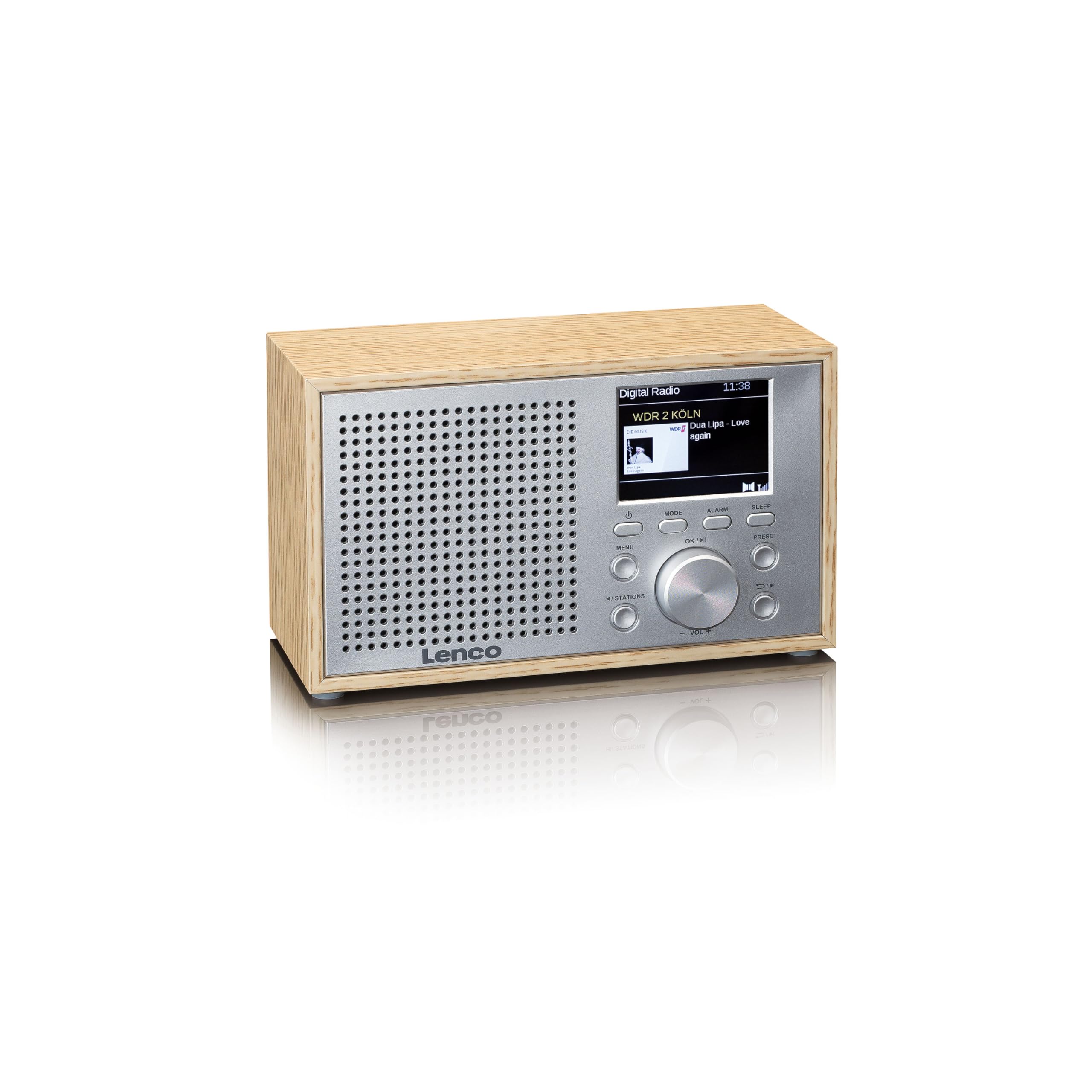 Lenco DAR-017 DAB+ Radio – kompaktes DAB+ Radio mit Bluetooth 5.0 - Senderspeicher - FM Empfänger - 2 Weckzeiten - 3 Watt RMS - 3,5mm AUX - Holz