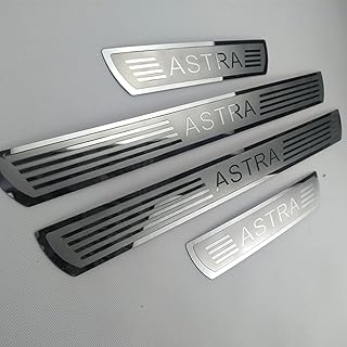 4 Pezzi Acciaio Inossidabile Battitacco per Auto Sticker per Op-el Vauxhall Astra 2010-2019, Esterno Battitacco Protezione Plates Anti-Graffio Scuff Adesivi Accessori,Silver