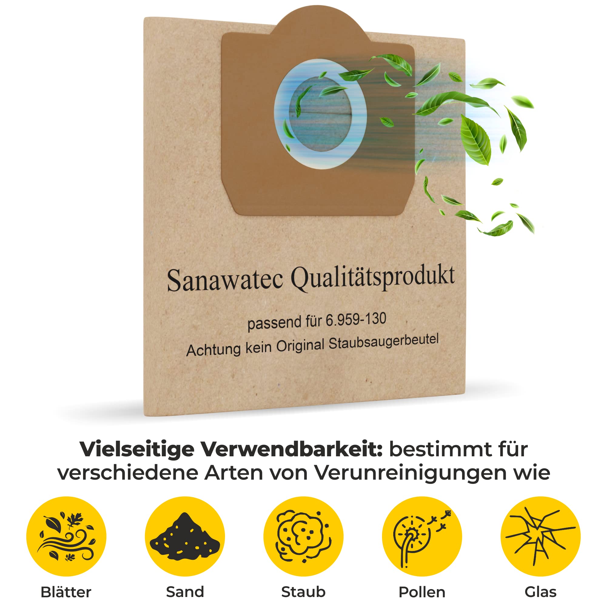 Zestaw 10 worków do odkurzacza Kärcher WD3 6.959-130.0 - Papierowe worki filtrujące do MV3 A2201 2204 2504 2604 2554 2251