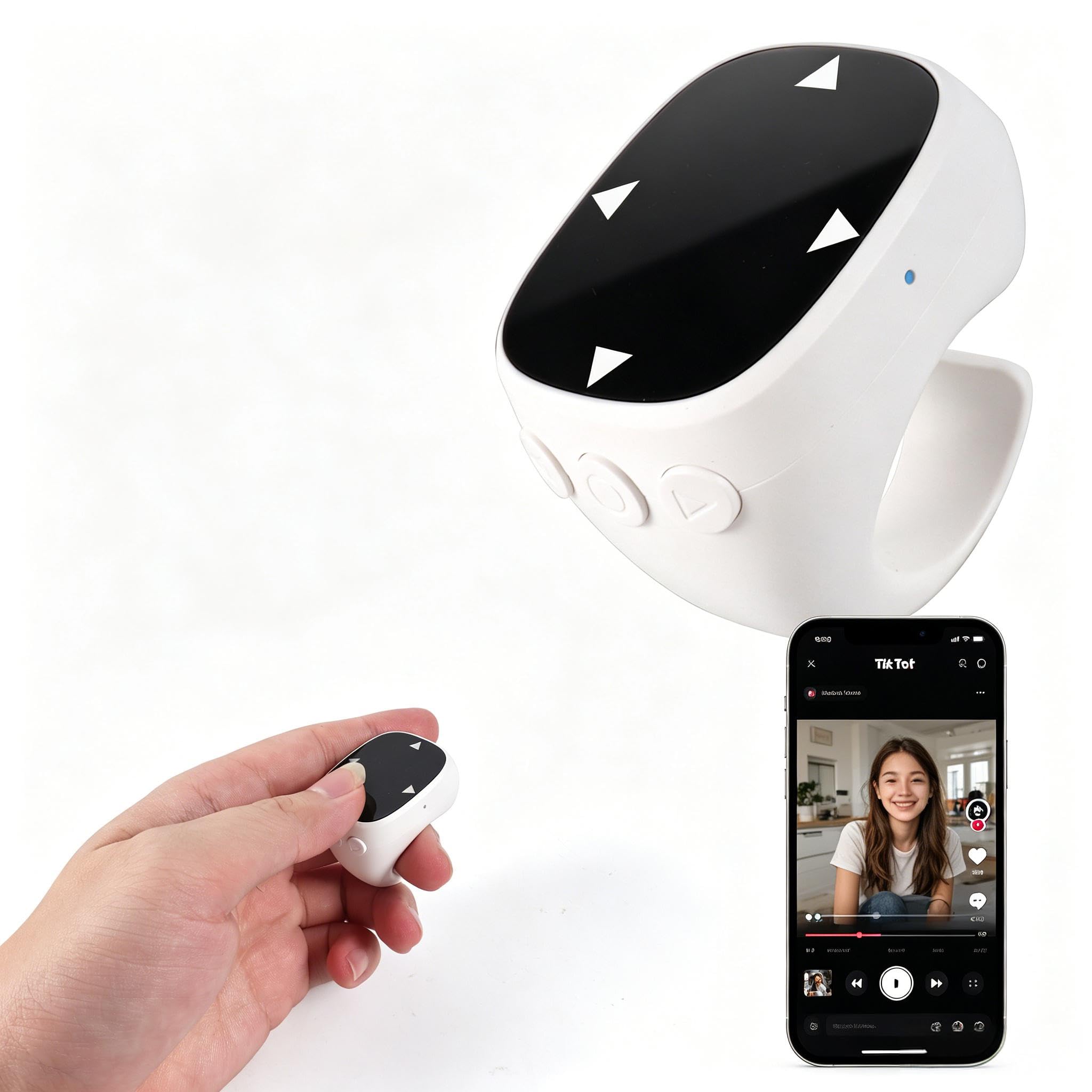 Wireless Mouse, Multi-Functional Touch Screen, Bluetooth 5.3, Air Mouse, 48 Hours of Continuous Use, Small, Lightweight, for One Hand/Sleep, Ring Type, Finger, Remote (White)-image-38