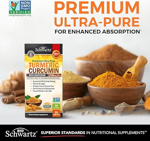 Miniatura 2 de Curcumina de cúrcuma con BioPerine 1500 mg - Apoyo inflamatorio saludable y articular natural con 95 de curcuminoides estandarizados para potencia y