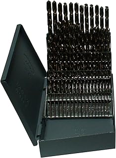 Drill America DWD60J-CO-SET Qualtech 60 Piece Cobalt Steel Jobber Length Drill Bit Set in Metal Case, Gold Oxide Finish, Round Shank, Spiral Flute, 135 Degrees Split Point, Pack of 1