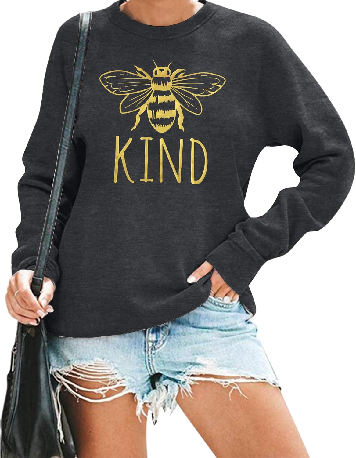 KIMSOONG Bee Kind T Shirt Be kind Sweatshirt Women Funny Inspirational Lightweight Blouse