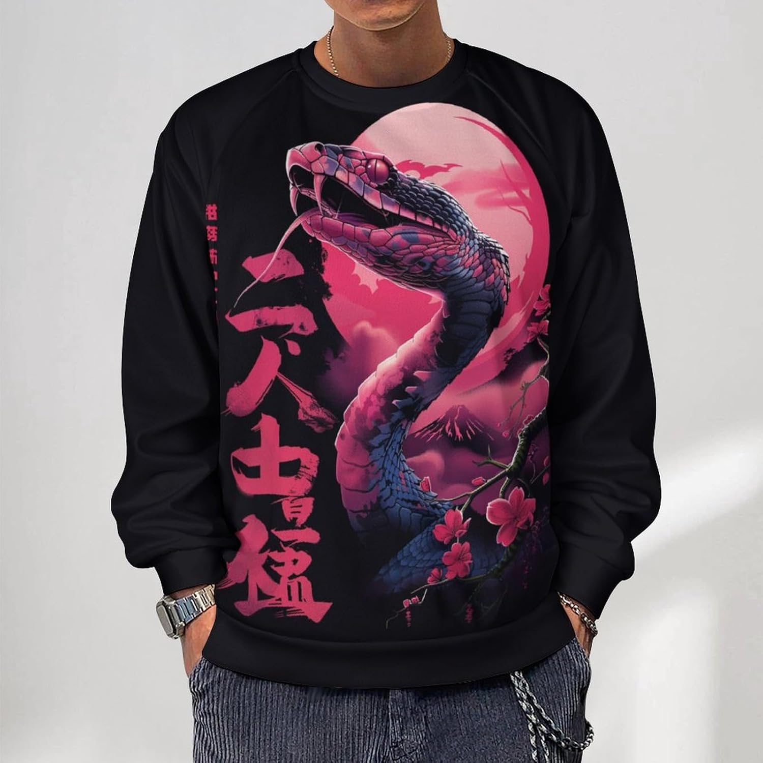 Japanese Art Dragon Print Hoodies for Men Y2K Long Sleeve Novelty Retro Streetwear Cool Workout Sweatshirt - Image 2