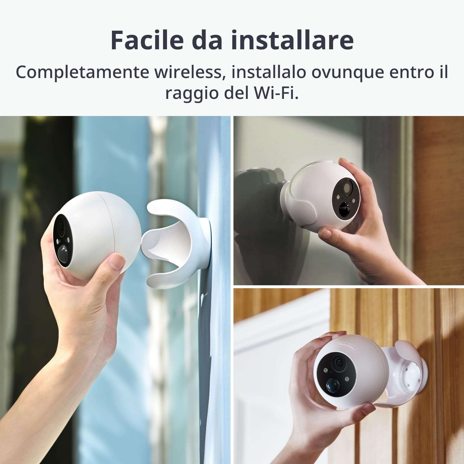 SwitchBot Kit di telecamera di sicurezza wireless, telecamera esterna 2K con pannello solare, sorveglianza continua per la sicurezza della casa, visione notturna a colori, rilevamento AI di movimento